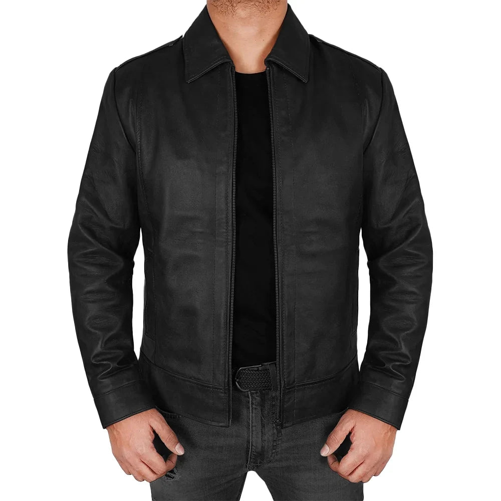 Mens Black Real Leather Jacket
