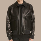 Black Lambskin Leather Jacket For Men