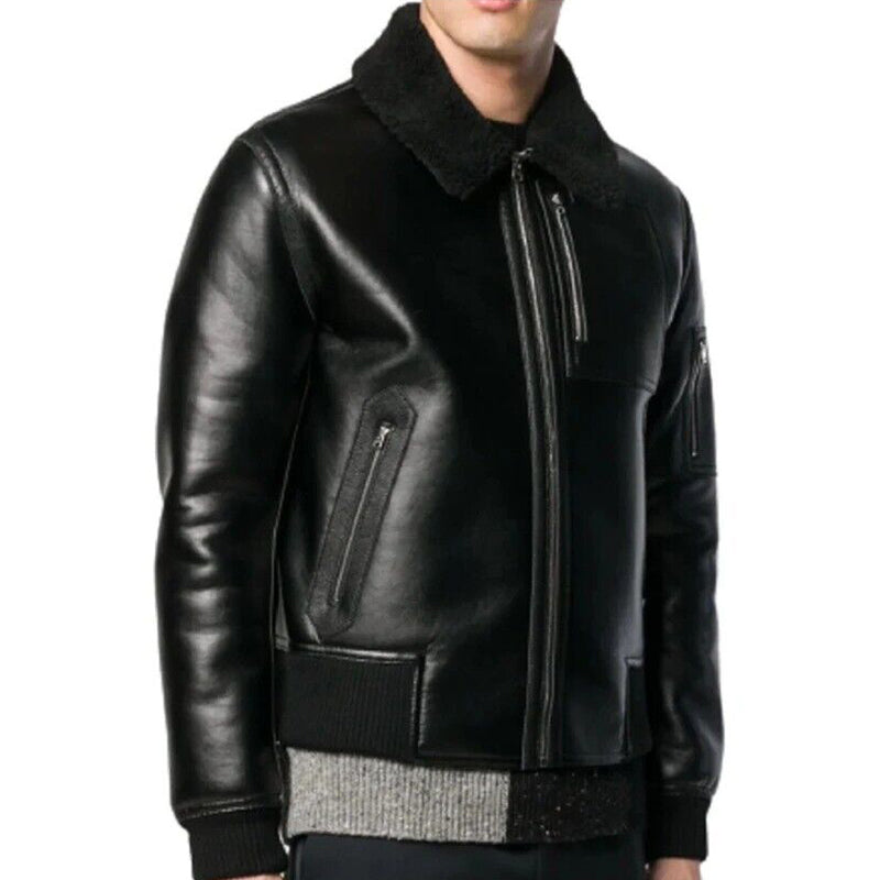New Mens Pilot Black Aviator G-1 A-2 Flight Bomber Leather Jacket