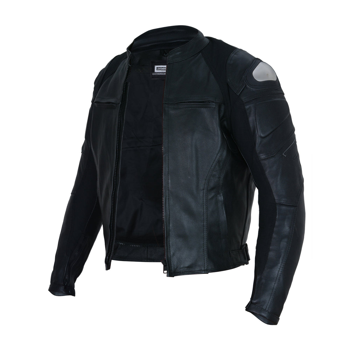 Black Leather Motorcycle Jacket - Protective Armor Leather Biker Moto Jacket Men