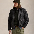 Black A2 Real Goatskin Leather Flight Bomber Jacket