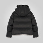 Black Down Puffer Jacket For Women With Fur Lining