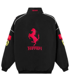 Black Ferrari Embroidered Jacket – Racing Streetwear