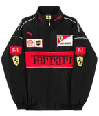 Black Ferrari Embroidered Jacket – Racing Streetwear