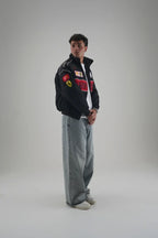 Black Ferrari Embroidered Jacket – Racing Streetwear