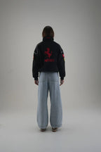Black Ferrari Embroidered Jacket – Motorsport Streetwear Essential | Streetbred