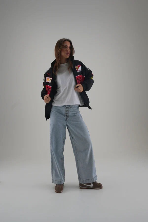 Black Ferrari Embroidered Jacket – Motorsport Streetwear Essential | Streetbred