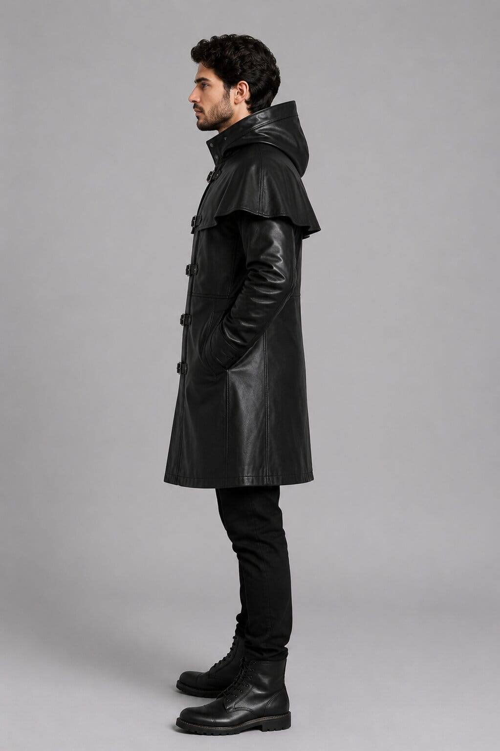 Black Fisherman Trench Cape Coat Gothic Horror Cosplay Costume