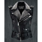 Black Punk Spiked Studded Vest - Handmade