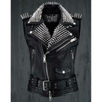 Black Punk Spiked Studded Vest - Handmade