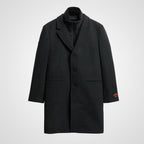 Black Royal Pea Coat With Attached Puffer Jacket