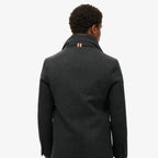 Black Royal Pea Coat With Attached Puffer Jacket