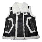 Black Shearling Leather fur Vest for Men
