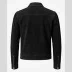 Black Sheepskin Suede Slim Fit Motorcycle Jacket
