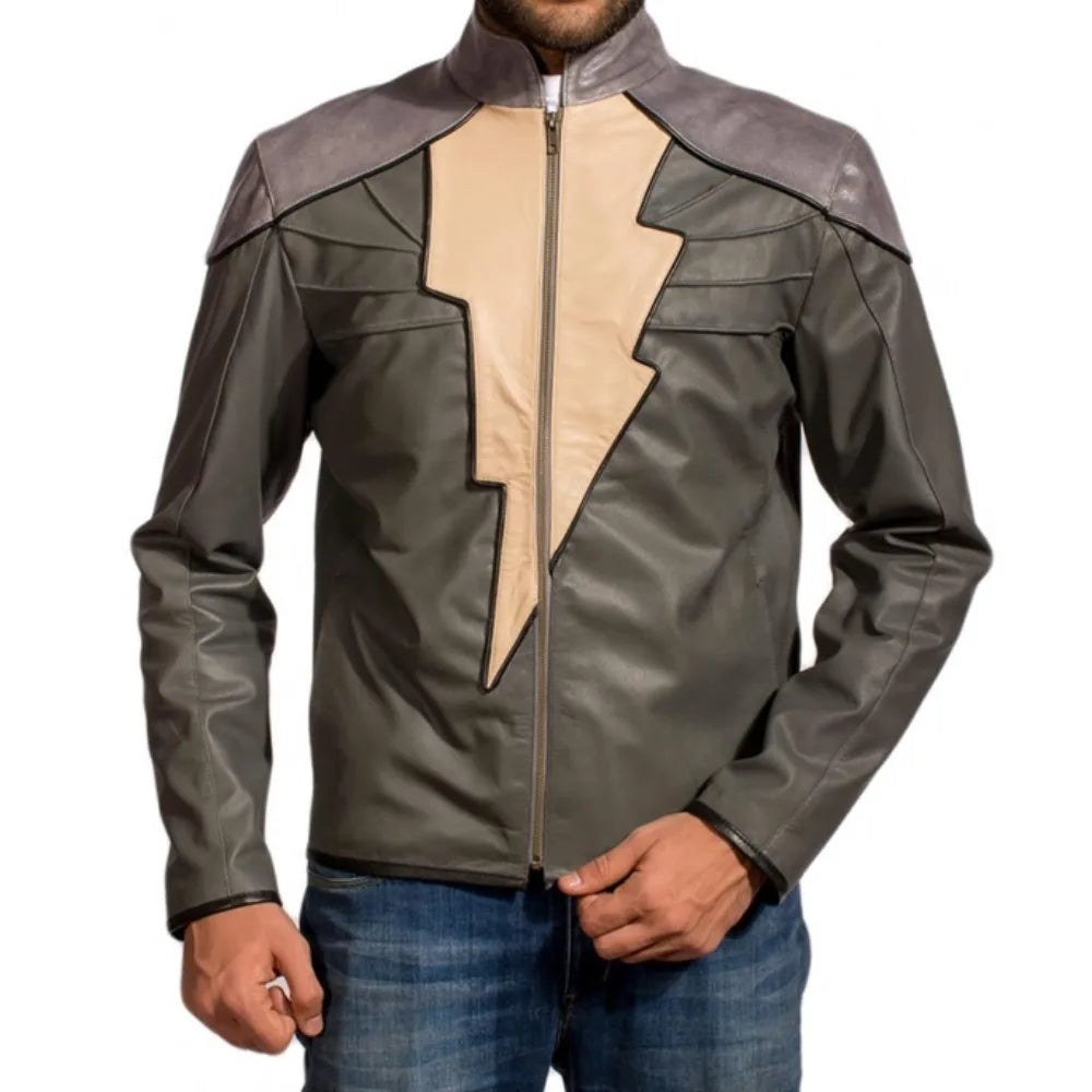 Black Adam Gray leather Shazam Jacket