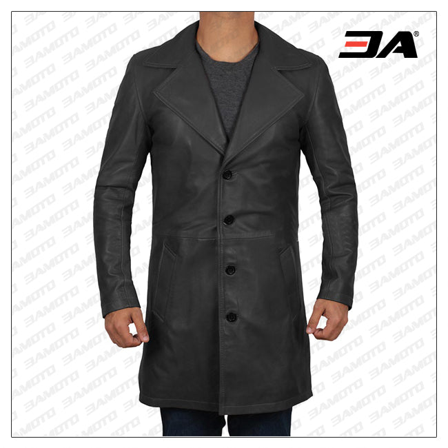 Jackson Mens Black Leather Car Coat - 100% Real Leather