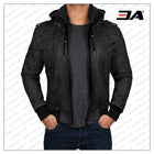 Edinburgh Black Hooded Leather Jacket