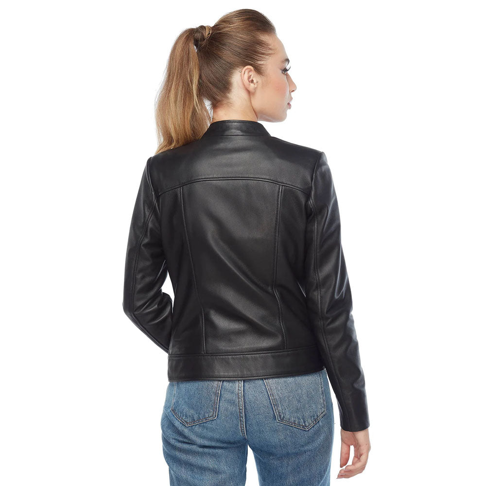 Women Sheepskin Biker Beyonce Genuine Black Leather Jacket