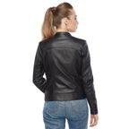 Women Sheepskin Biker Beyonce Genuine Black Leather Jacket