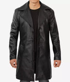 Mens Premium Lambskin Leather Black Coat