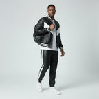 Men's Black Leather Track Suit jogging Sweatsuit