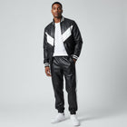 Men's Black Leather Track Suit jogging Sweatsuit