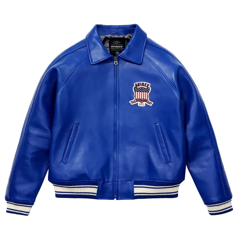 Avirex USA Blue Icon Genuine Leather Jacket
