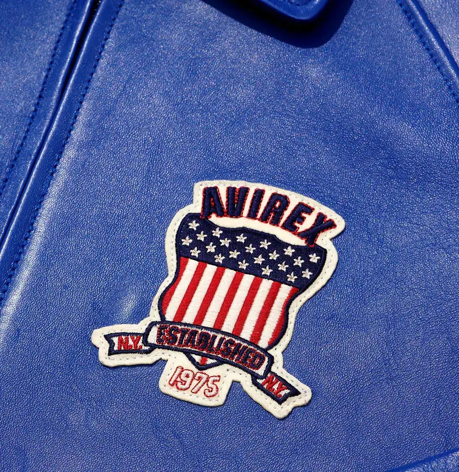 Avirex USA Blue Icon Genuine Leather Jacket