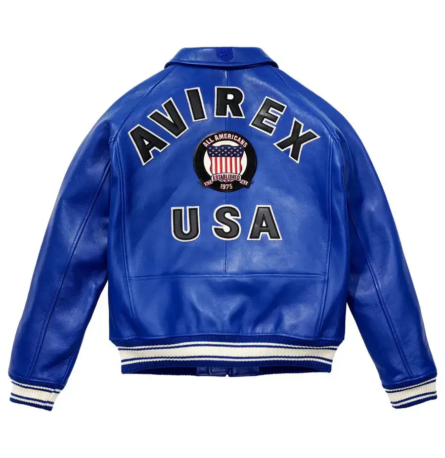 Avirex USA Blue Icon Genuine Leather Jacket