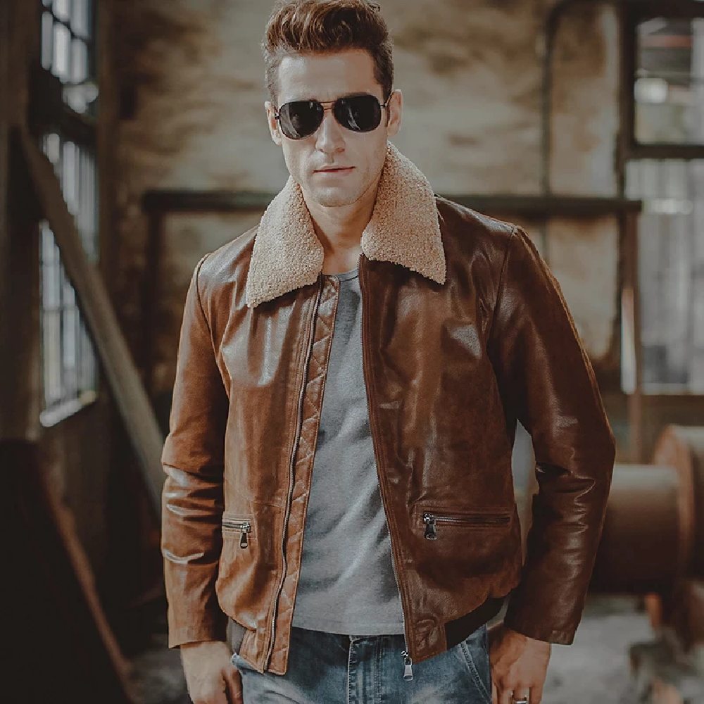 Mens Bomber Aviator Flight Jacket
