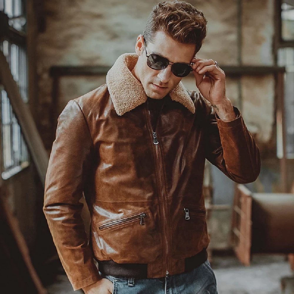 Mens Bomber Aviator Flight Jacket