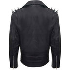 Men’s Black Spike Lapel Leather Biker Jacket by Avanzar Leather