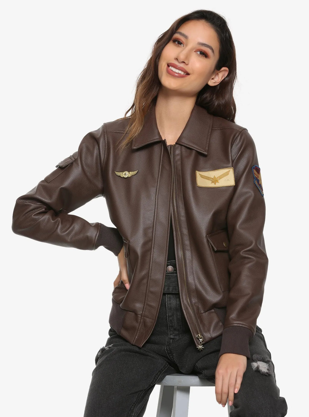 Carol Danvers Captain Marvel Brown Leather Jacket