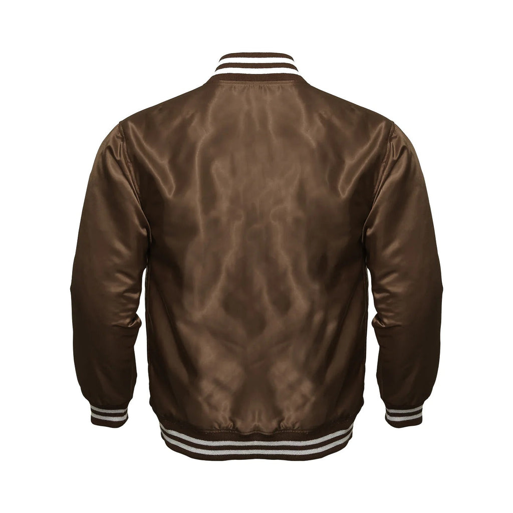 Avanzar All-Brown Satin Varsity Jacket
