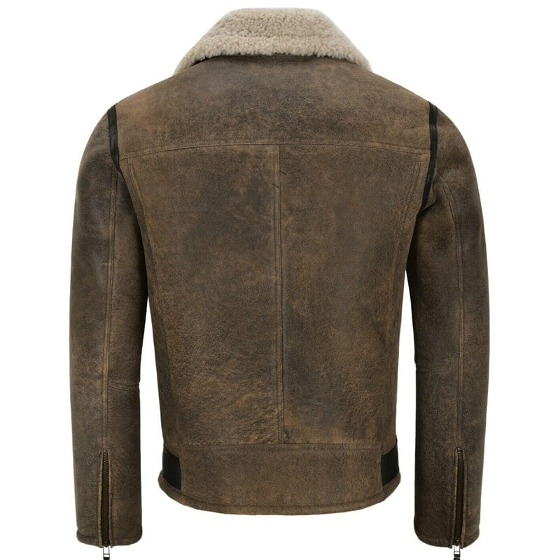 Mens Brown RAF B3 Sheepskin Shearling Pilot Flying Leather Jacket