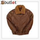Brown Mens Leather V Bomber Jacket