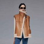 Brown Women's Sheepskin Shearling Vest