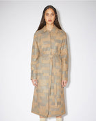 Fashion Brown Belted Women's Leather Coat