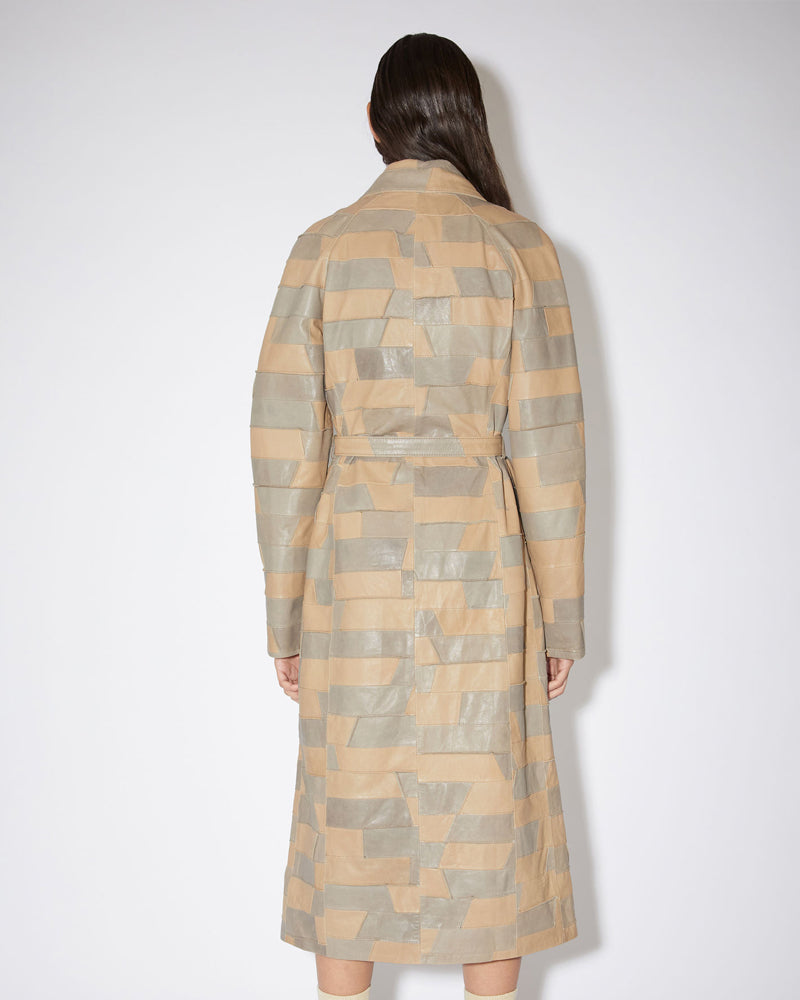 Fashion Brown Belted Women's Leather Coat