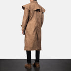 Men’s Brown Sheepskin Leather Trench Duster Coat