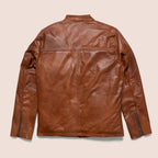Men Motorbike Cafe Racer Brown Leather Jacket