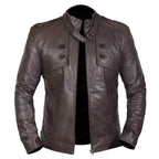 Men's Dark Brown Lambskin Leather Biker Jacket