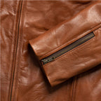 Men Motorbike Cafe Racer Brown Leather Jacket