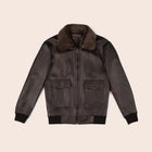 Men Iconic Brown Trucker Bomber Leather Fur Collar Jacket