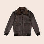Men Iconic Brown Trucker Bomber Leather Fur Collar Jacket