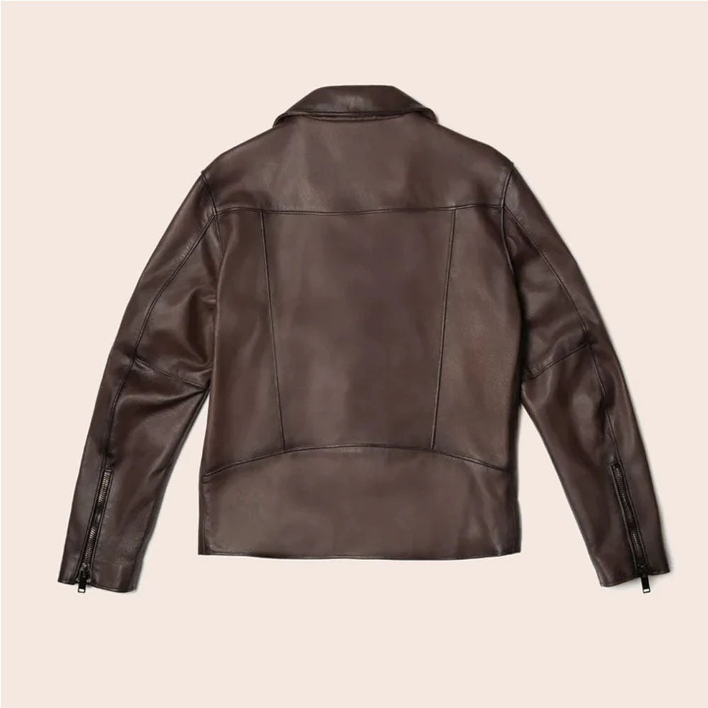 Brown Men Racer Motorbike Leather Jacket