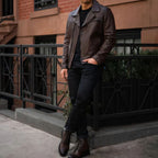 Brown Men Racer Motorbike Leather Jacket