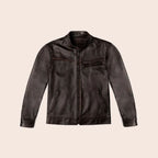Brown Cafe Men Goatskin Motorbike Leather Jacket