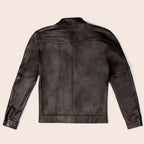 Brown Cafe Men Goatskin Motorbike Leather Jacket