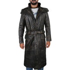 Distressed Leather Trench Coat Vintage Style with Modern Comfort